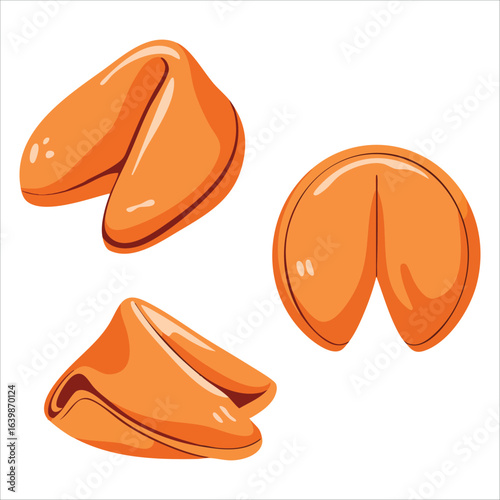 Appetizing fortune cookies sweet baked dessert with prediction prophecy or proverb sayings. Outline food art pastry perfect for bakery and cultural themed designs.
