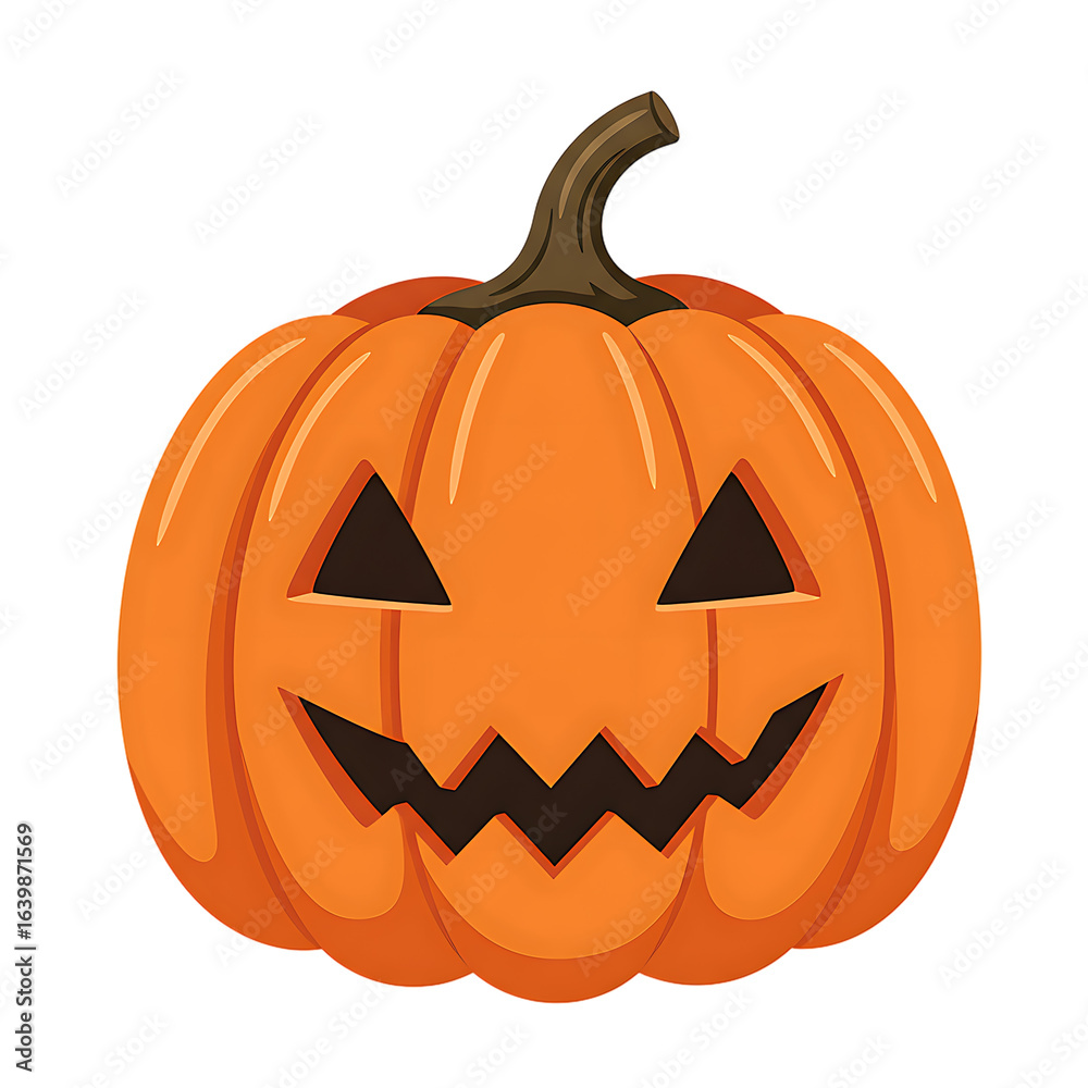 Fototapeta premium Halloween jack-o'-lantern pumpkin with carved face, cartoon illustration, isolated