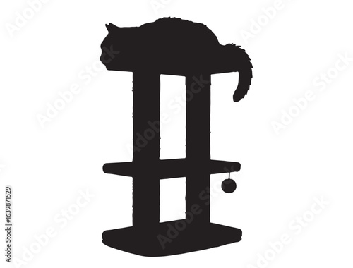 Scratching post for cats in silhouette