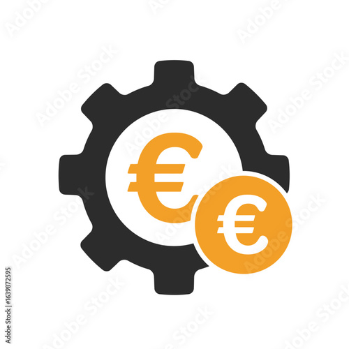 Euro currency symbol inside a gear mechanism
