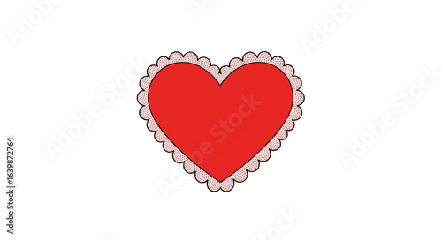 A charming red heart with a decorative scalloped lace border perfect for romantic occasions and expressing affection