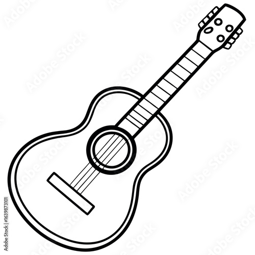 Acoustic Guitar on White Background