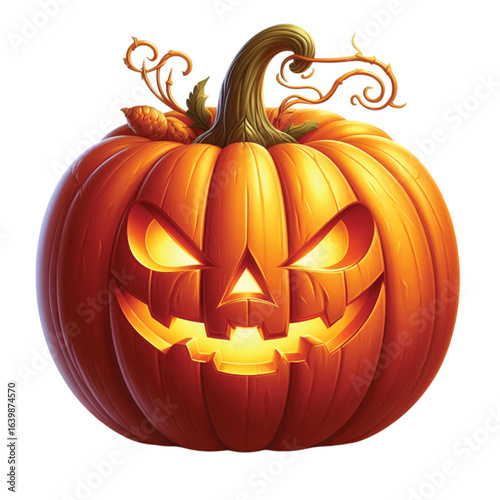 A jack o lantern pumpkin with carved face halloween decoration vector 