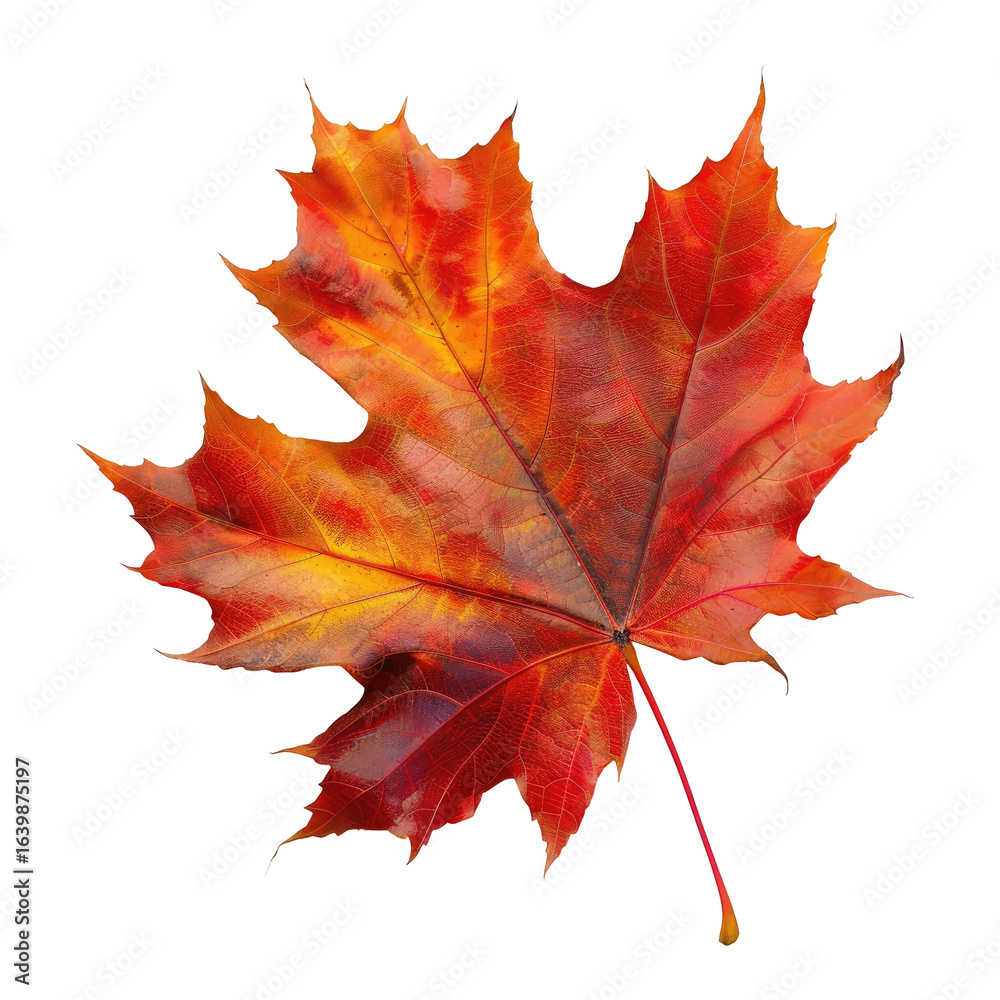 Obraz premium Autumn Maple Leaf Closeup, Fall Colors, Isolated