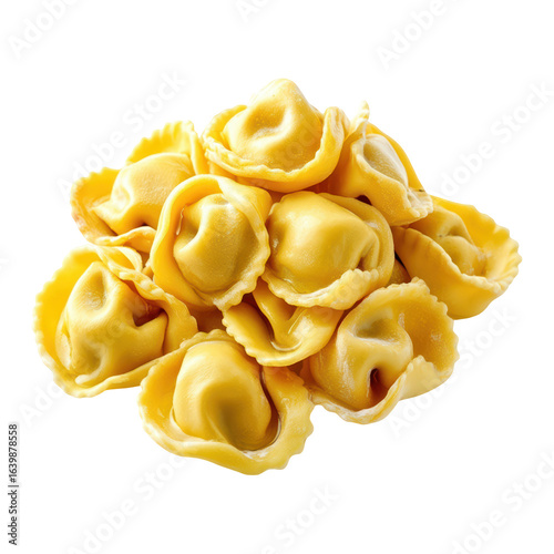 Delicious golden tortellini pasta Italian food cuisine isolated on transparent background cutout