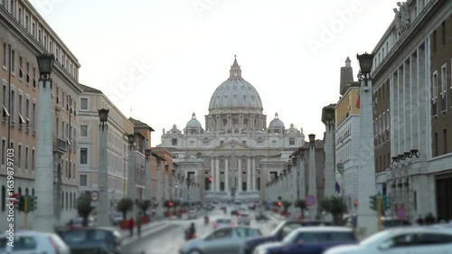 View of saint peters basilica in vatican city, rome, with buildings and street