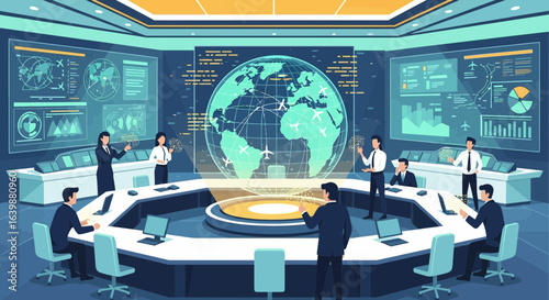 Global Network Operations Command Center with Data Analysis Team