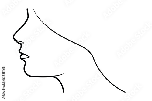 Minimalist single line drawing a woman's profile face in vector