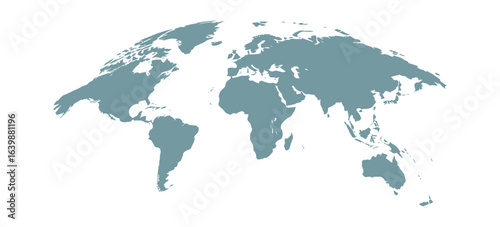 gray spherical curved world map