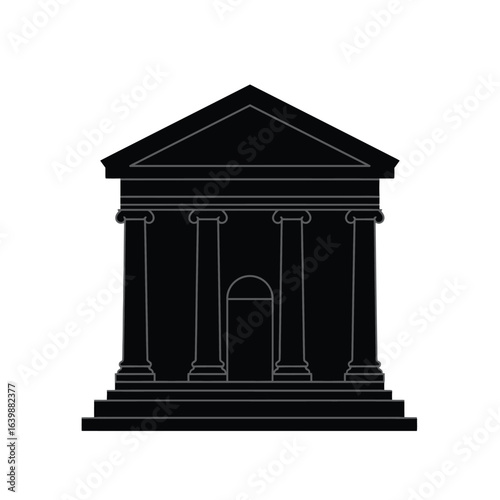 Classic building with columns and pediment silhouette