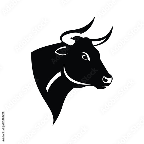 Stylized black bull head silhouette with curved horns