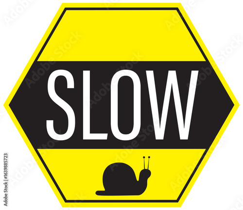 Slow with Yellow Sign Vector Design
