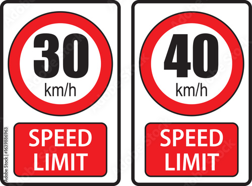 Speed Limit 30 and 40 Traffic Sign Vector Design