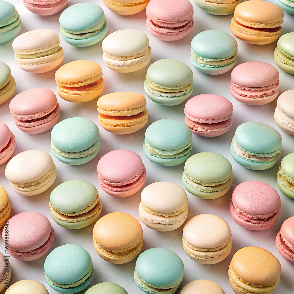 Obraz premium colorful macaroons on a wooden background