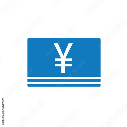 Blue rectangle with white yen symbol and horizontal lines