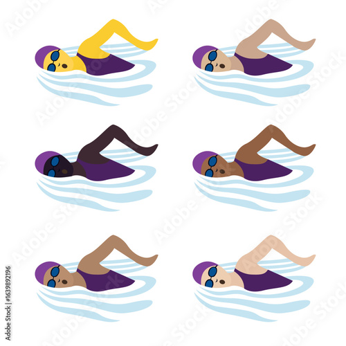 Person swimming swim sports swimmer emoji symbol sign icon vector illustration isolated flat