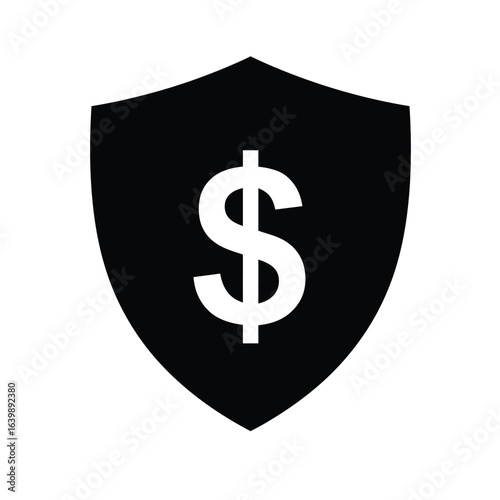 Free Download Black shield with white dollar sign symbol representing financial security and protection - GFXLoad