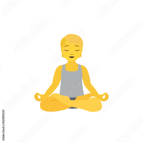 person doing yoga lotus sitting wellness meditation emoji symbol sign icon vector illustration isolated flat