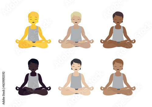 person doing yoga lotus sitting wellness meditation emoji symbol sign icon vector illustration isolated flat
