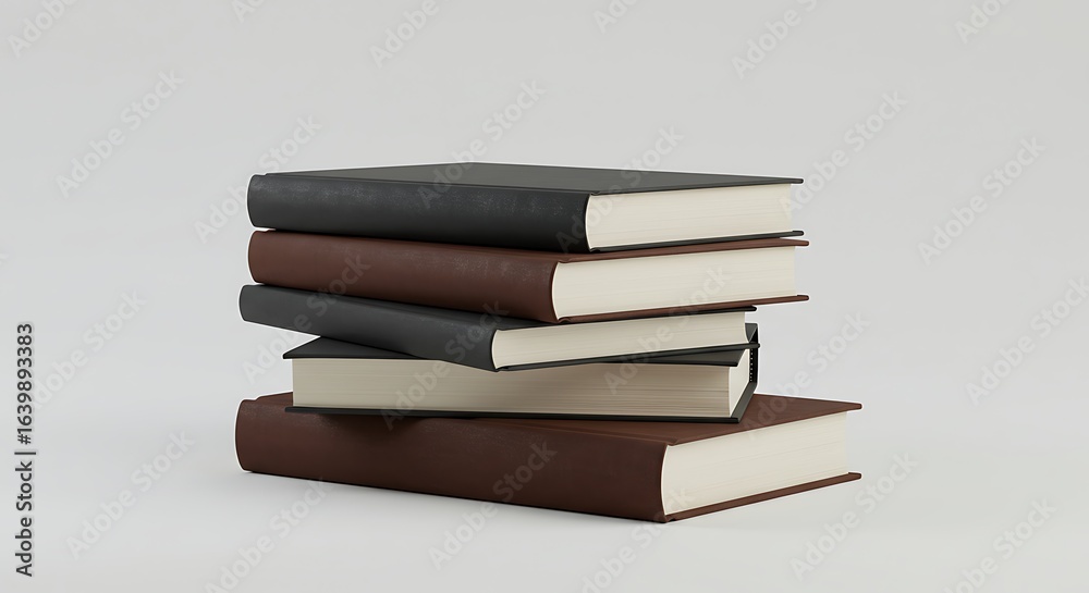 A stack of hardcover books with black and brown covers, representing the concept of traditional knowledge and learning. A stack of hardcover books with black and brown covers, representing the concept of traditional knowledge and learning.