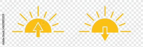 Sun and moon icons set. Dark and light mode symbol. Daytime sunset, sun, moon icon set. Day and night vector icons set. Morning sunrise, noon sun, and night moon. planning, or weather design. 