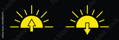 Sun and moon icon. Parts of the Day Morning, Afternoon, Noon, Evening ,Night Icons. Sunset and Night Icons, Simple glyph silhouette signs for web. sun, moon, sunset icon set. EPS 10. 