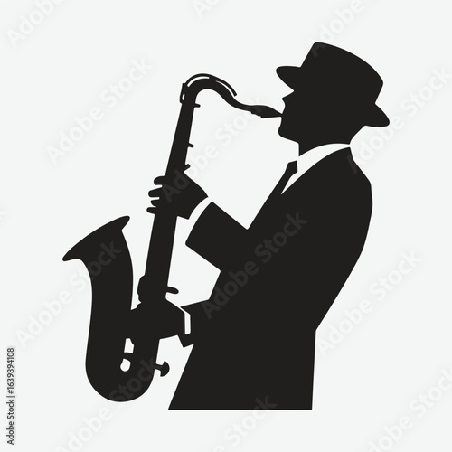 silhouette jazz musician movements vector illustration.