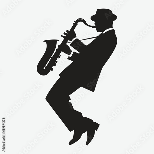 silhouette jazz musician movements vector illustration.