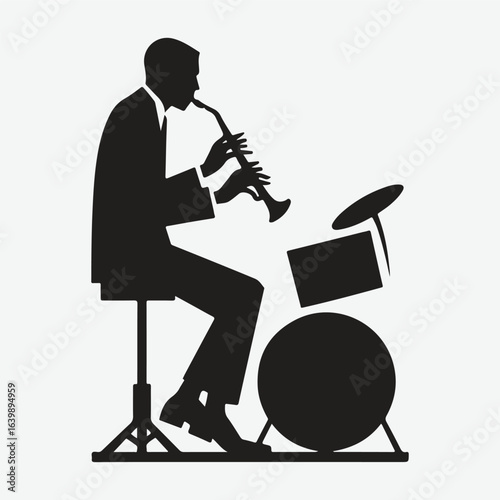 silhouette jazz musician movements vector illustration.