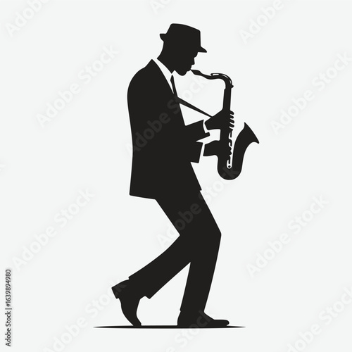 silhouette jazz musician movements vector illustration.