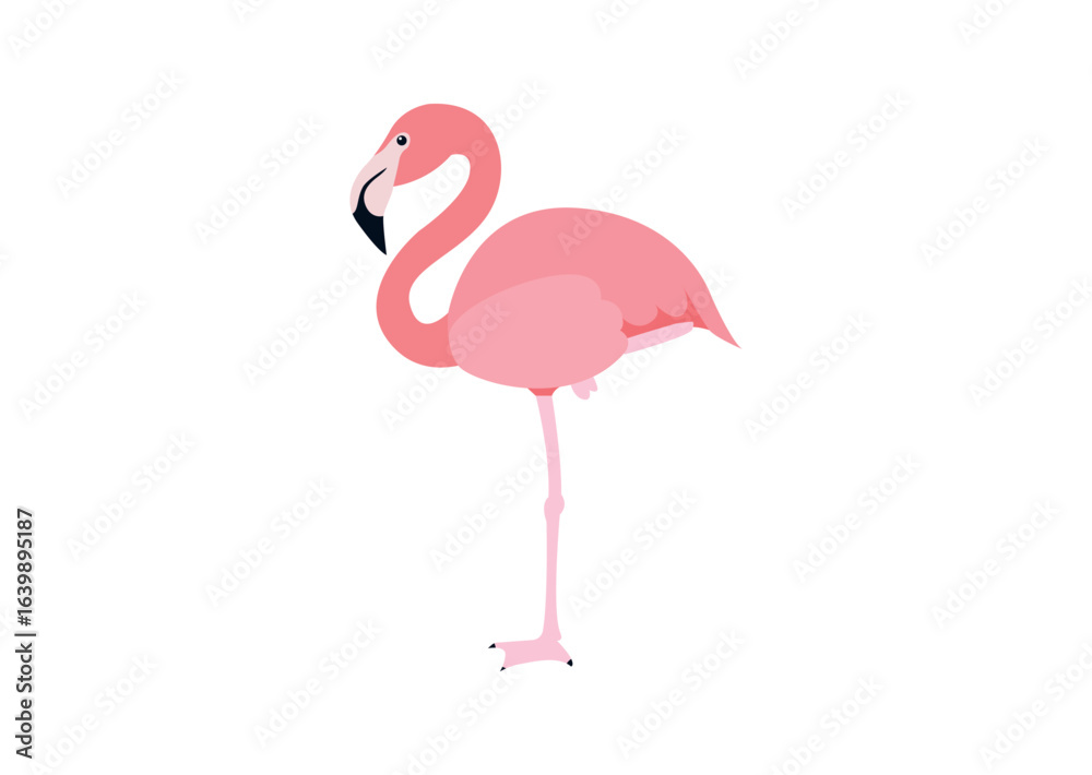 Fototapeta premium flamingo bird pink summer emoji symbol sign icon vector illustration isolated flat