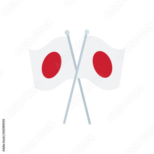 crossed Japanese Flags emoji symbol sign icon vector illustration isolated flat wave banner 