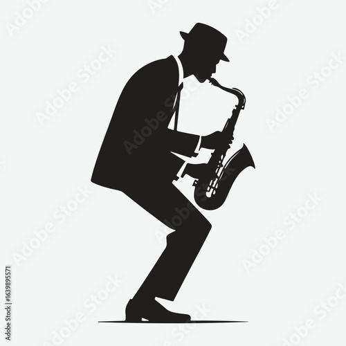 silhouette jazz musician movements vector illustration.