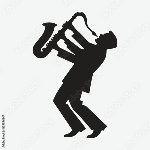 silhouette jazz musician movements vector illustration.