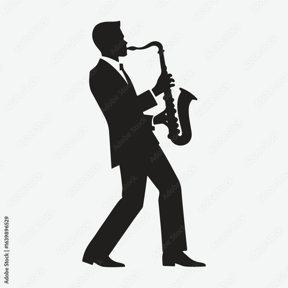 Naklejka premium silhouette jazz musician movements vector illustration.
