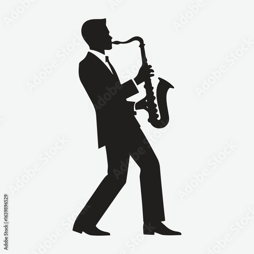 silhouette jazz musician movements vector illustration.