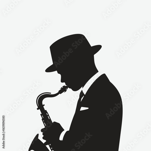 silhouette jazz musician movements vector illustration.