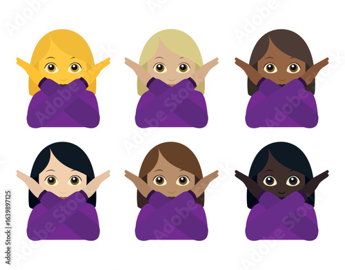 Person Gesturing No Hands Crossed X No can Do - No Good - Nope - No Deal - emoji symbol sign icon vector illustration isolated flat