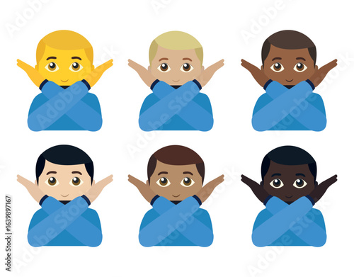 Person Gesturing No Hands Crossed X No can Do - No Good - Nope - No Deal - emoji symbol sign icon vector illustration isolated flat