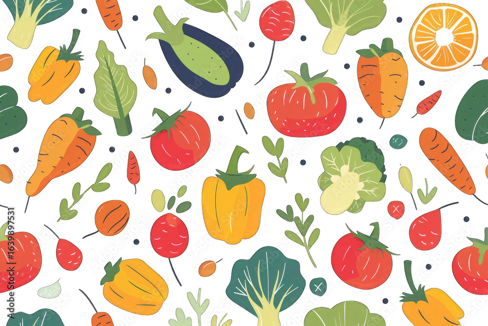 Vibrant, colorful vegetable pattern Vibrant, colorful vegetable pattern