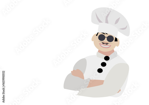  Illustration of a cartoon chef wearing a hat and sunglasses, vector illustration