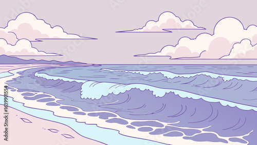 ocean waves in dreamy pastel tones