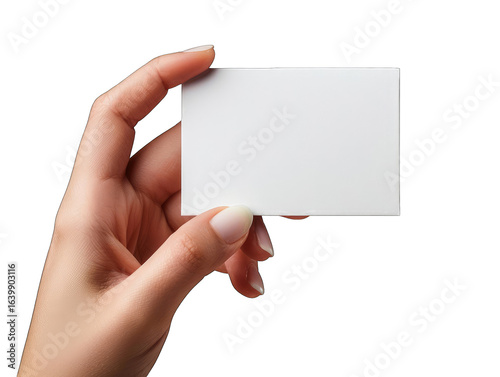 A hand holds a blank white business card (2)