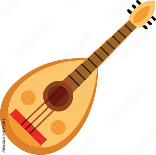 lute vector vintage medieval string instrument