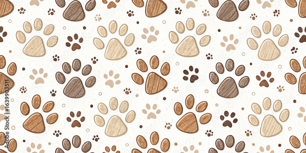 Obraz premium Dog Paw Prints Seamless Pattern, Animal , Background