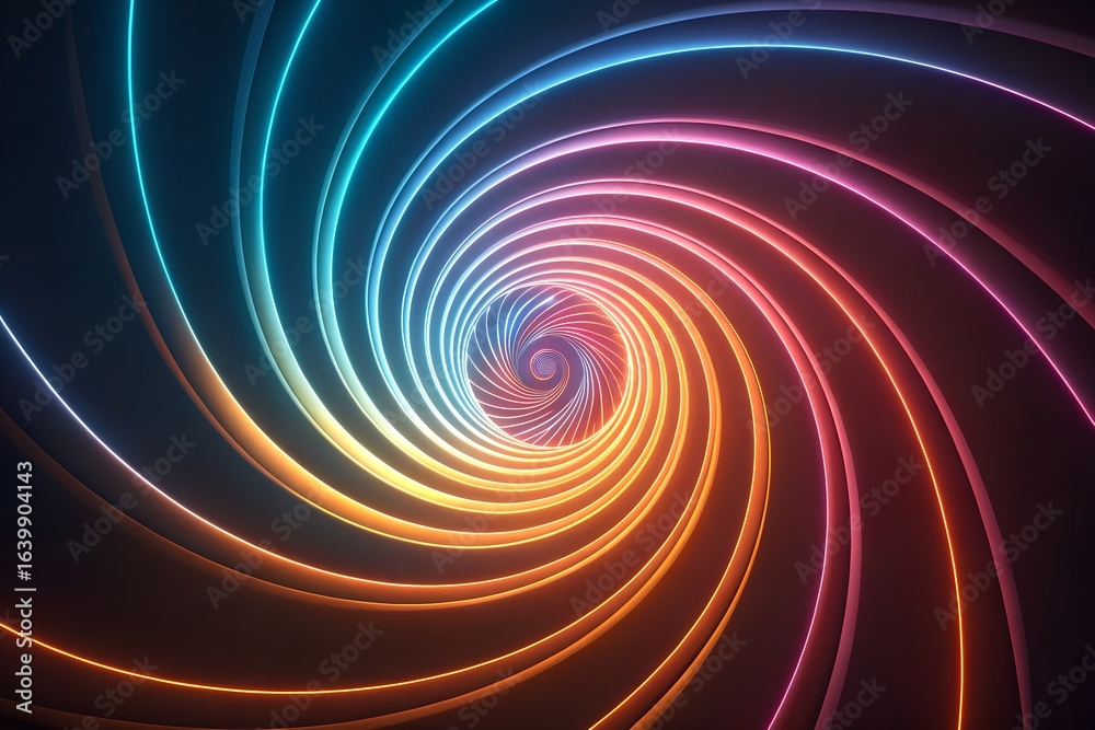Obraz premium Neon Spiral Tunnel With Vibrant Gradient Colors vortex swirl