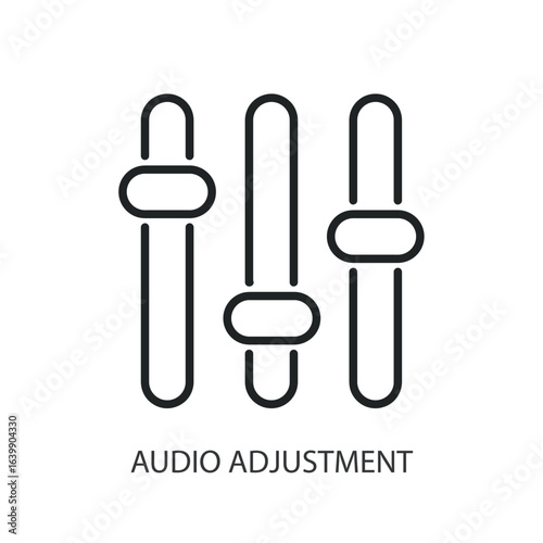 Audio adjustment thin line vector icons.