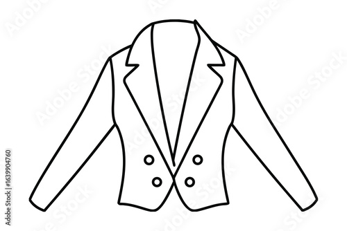 Minimalist single line drawing a tuxedo jacket with buttons clothing fashion