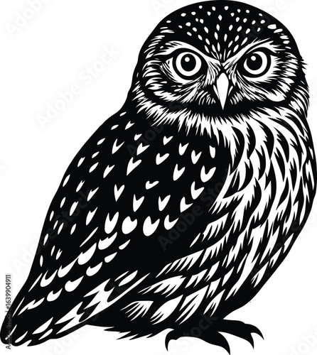 Amazonian pygmy owl cute cartoon vector illustration isolated on white background, Cute amazonian pygmy owl cartoon, Amazonian pygmy owl vector art, Tropical pygmy owl illustration

