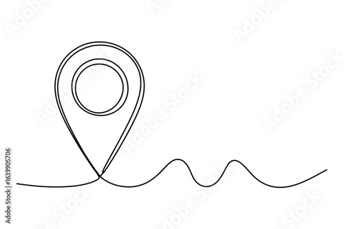 One Line Drawing Location Pin Icon Vector Illustration